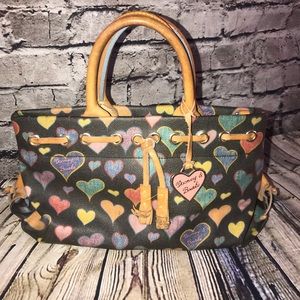 Dooney & Bourke Purse Hearts Black Multi Color